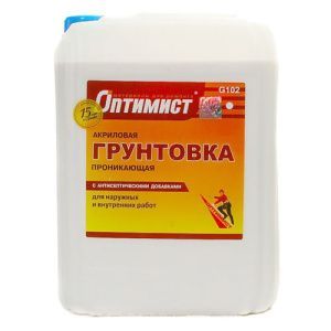 Грунтовка д/наруж. и внутр. работ проникающая  10л (желтая эт.) "Оптимист"